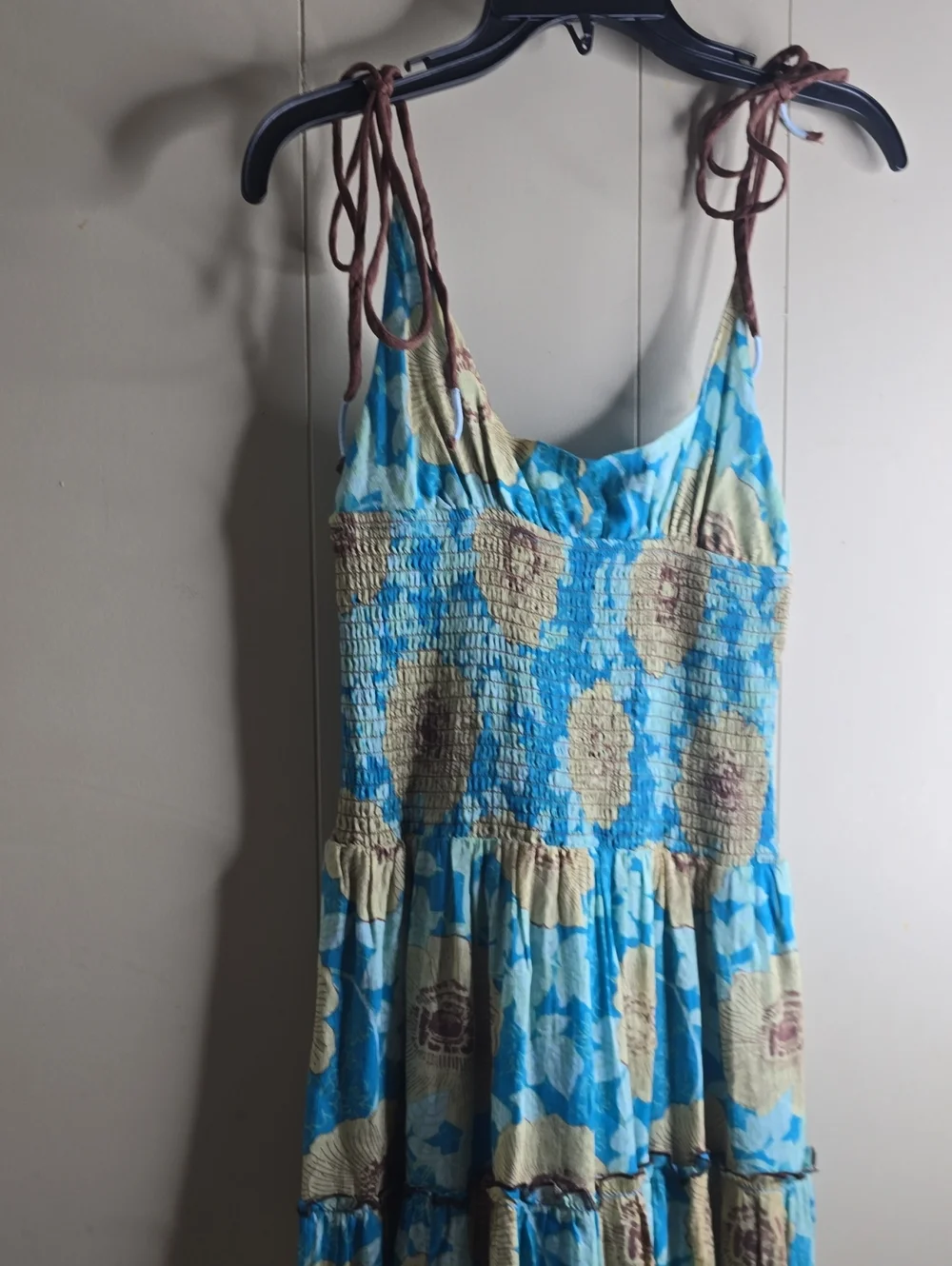 Free People Adriel Tie Strap Tiered Midi Dress Size Small